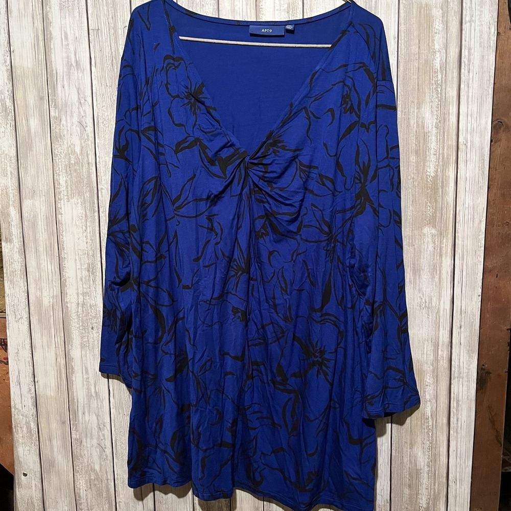 Women's Apt 9 Blue & Black Floral‎ XXL Tunic Top